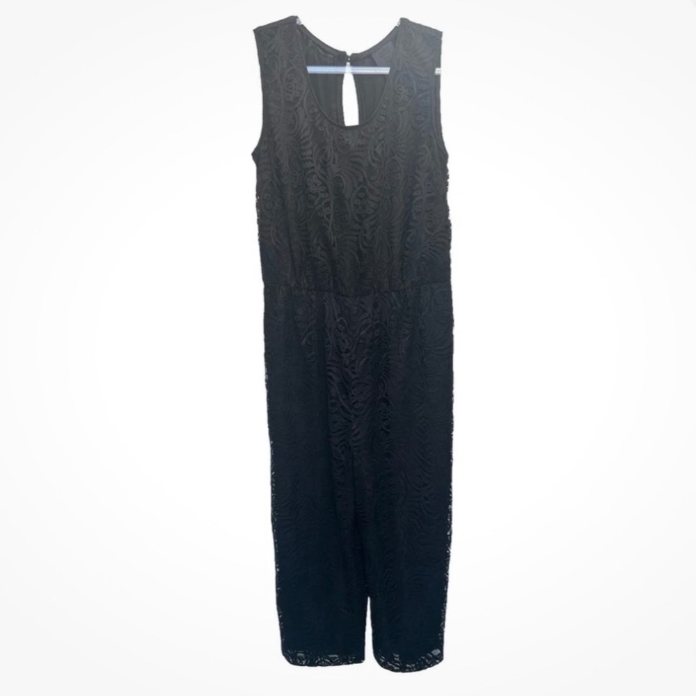 Anna Sui Jumpsuit Women 4 Black Lacey V-neck Sleeveless Straight Leg Dressy
